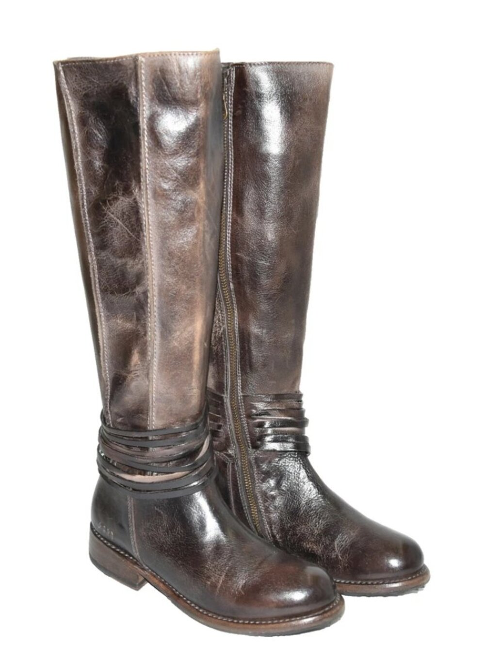 New Bed Stu Weymouth Knee High Boot Testa Moro Dip Dye Brown Leather Size 6 DD19 - Picture 3 of 7